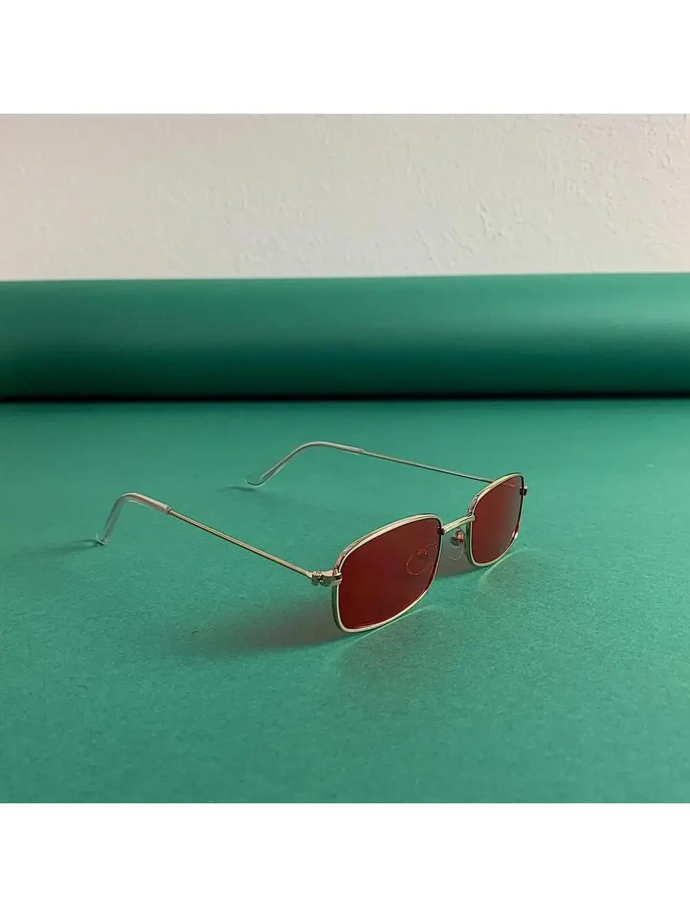 Y2k 90s 2000s vintage unique slim style gold trim sunglasses. Gold trim with